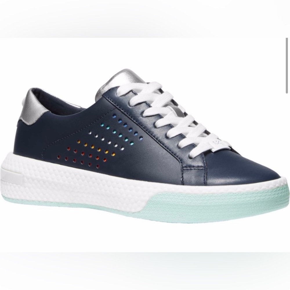 MICHAEL Michael Kors Women’s Codie Perforated Lace Up Low Top Sneakers Navy-6.5M
